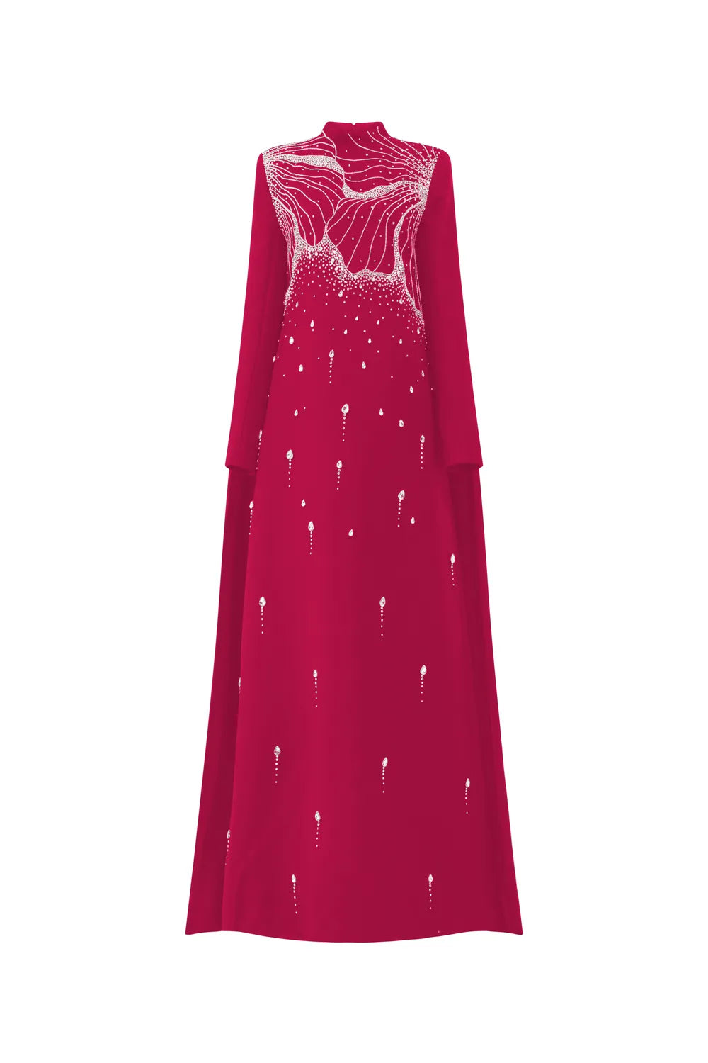 Floral Crystal Embellished Long Back Flap Dress
